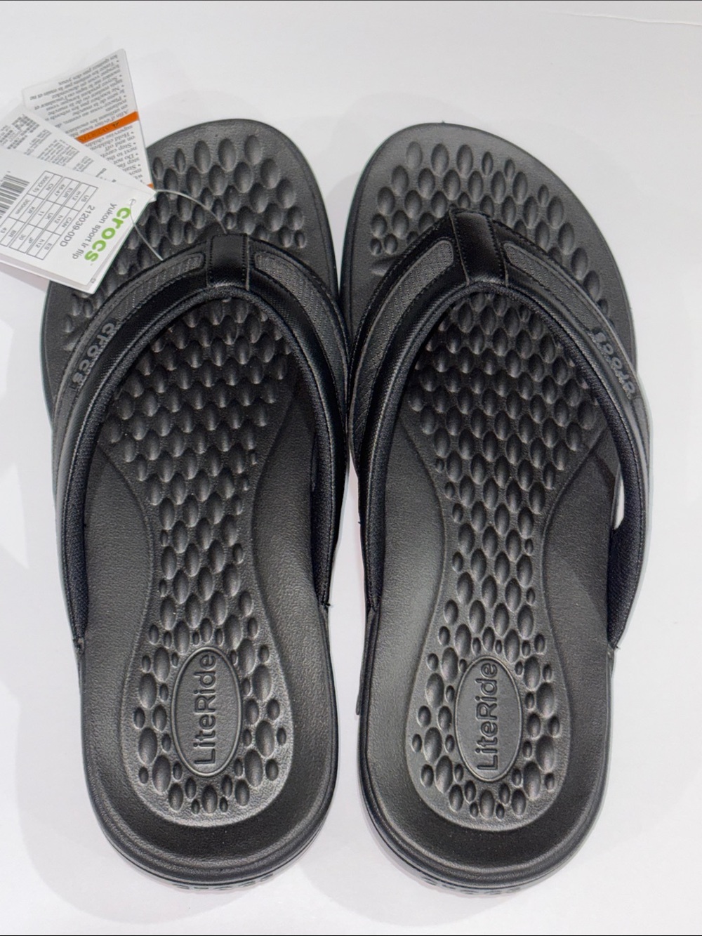 CROCS Black LiteRide Flip Sandals Size 12